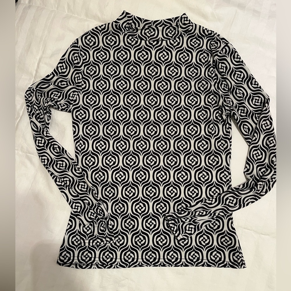 Nasty Gal Black and White Geometric Mock Neck